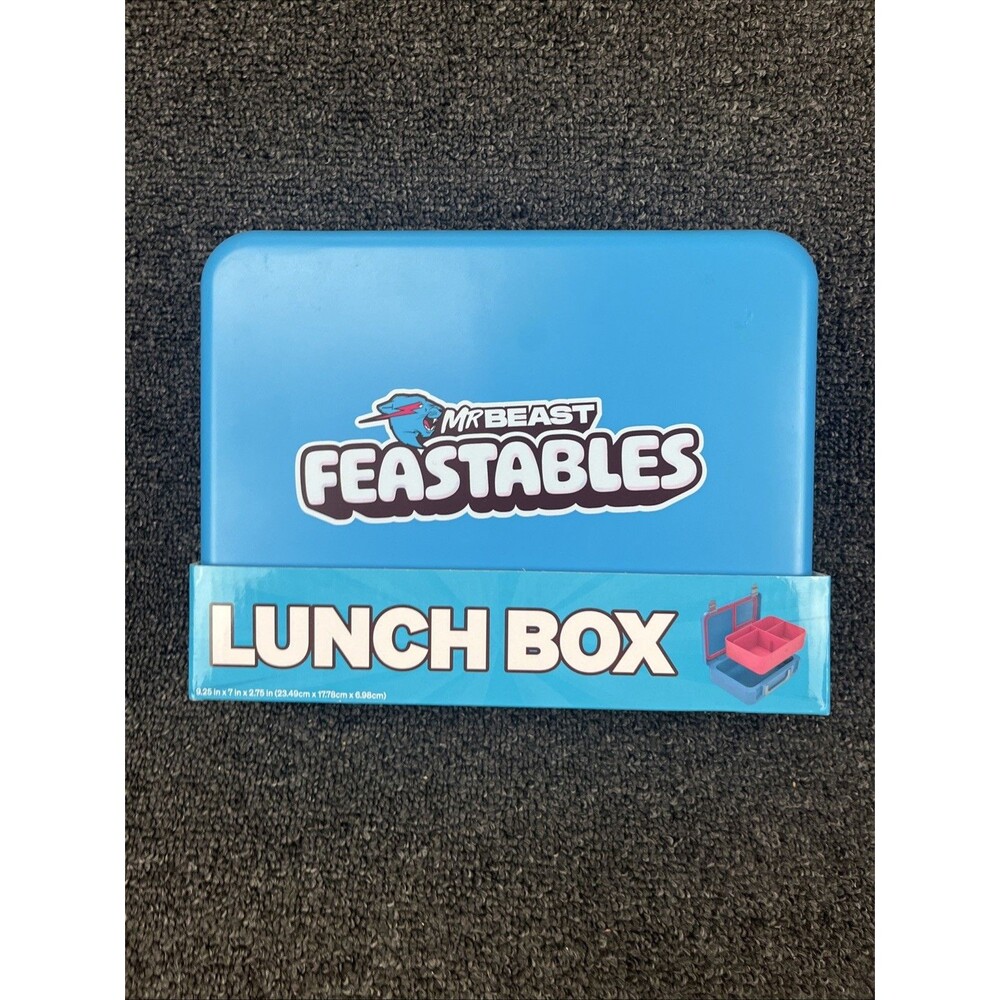 Mr Beast Feastables World's Coolest Lunch Box Collectible BPA Free Blue Pink
